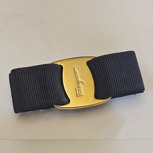 Ferragamo bow Brown & Gold hair clip Upcycled From Shoes Barette